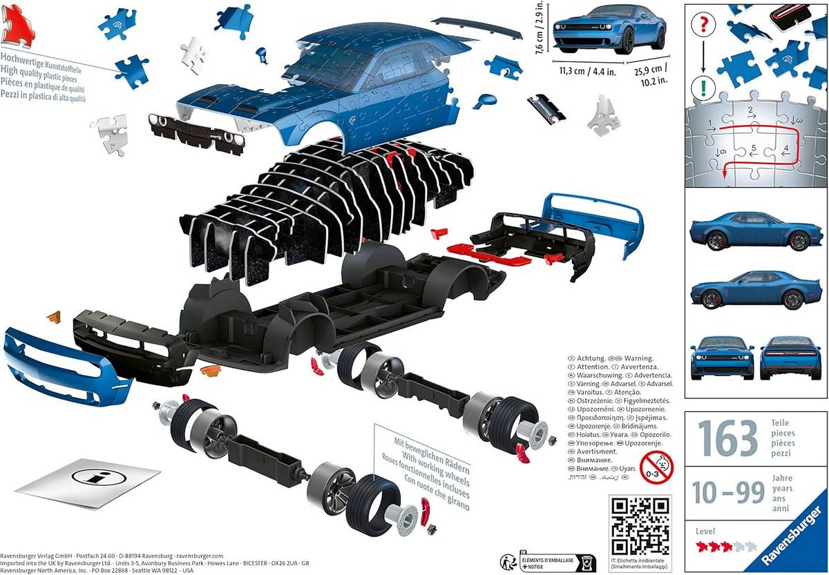 Ravensburger - Dodge Challenger - 163 Piece 3D Jigsaw Puzzle