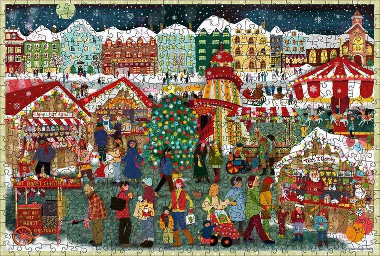 Ravensburger - Christmas Market - 500 Piece Wooden Jigsaw Puzzle