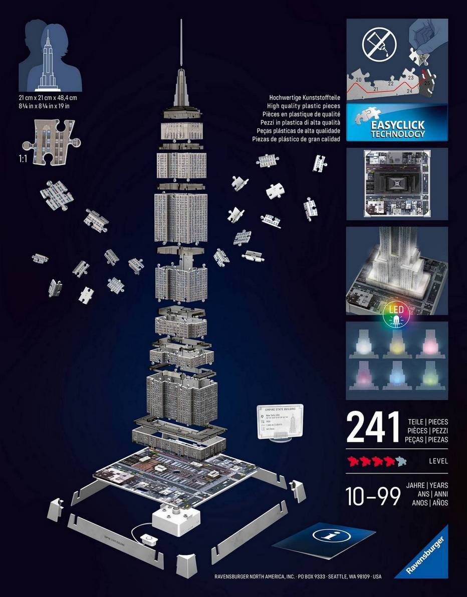 Ravensburger - Empire State Building Light Up - 216 Piece 3D Jigsaw Puzzle