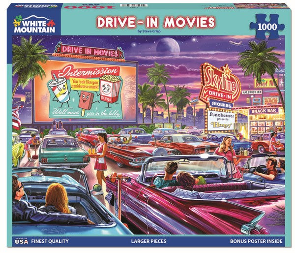 White Mountain - Drive-In Movie - 1000 Piece Jigsaw Puzzle