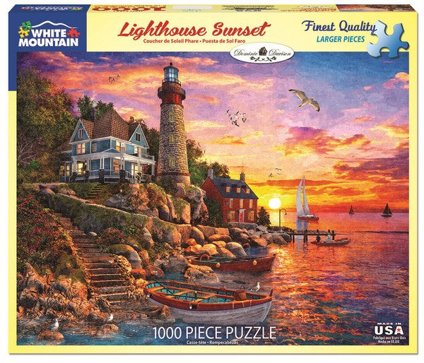 White Mountain - Lighthouse Sunset - 1000 Piece Jigsaw Puzzle