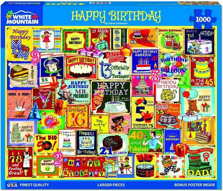 White Mountain - Happy Birthday - 1000 Piece Jigsaw Puzzle