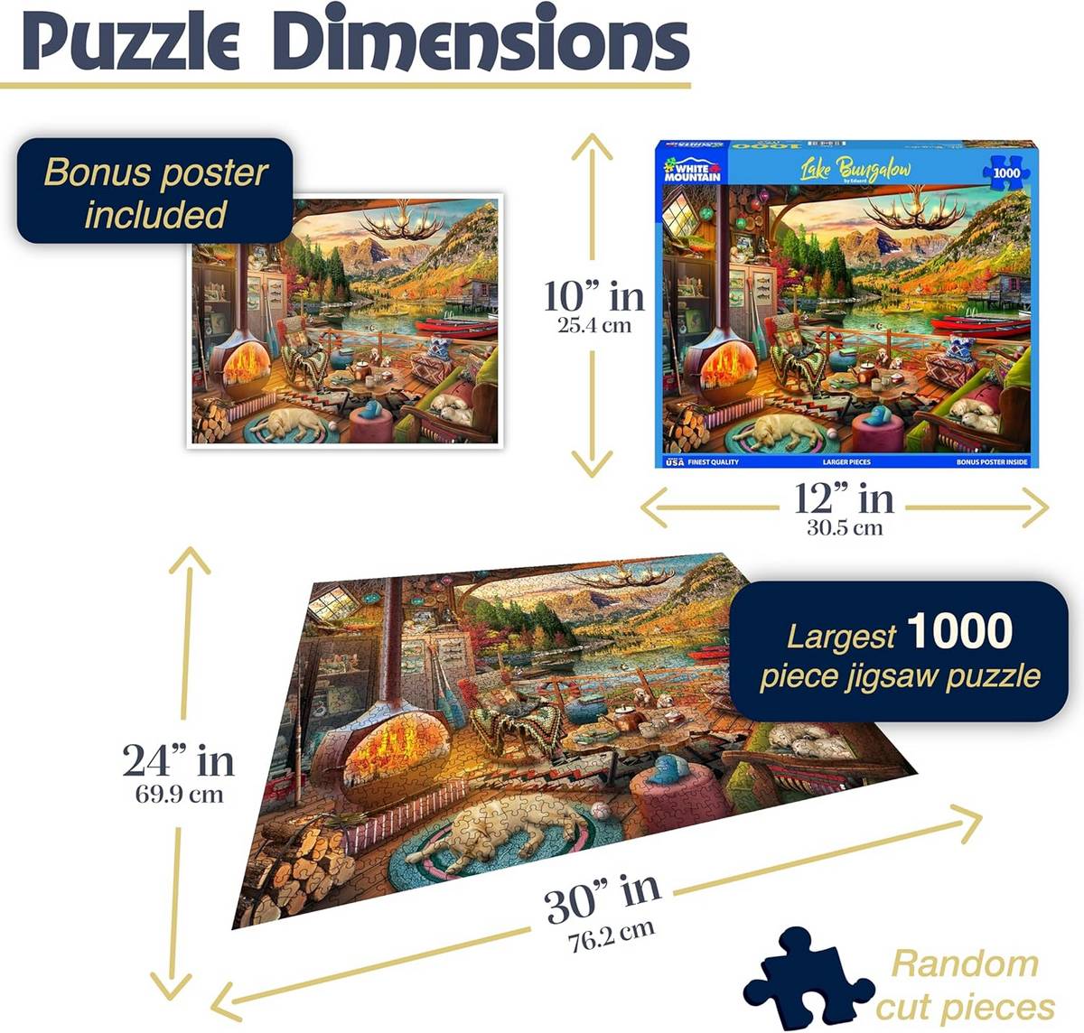 White Mountain - Lake Bungalow - 1000 Piece Jigsaw Puzzle