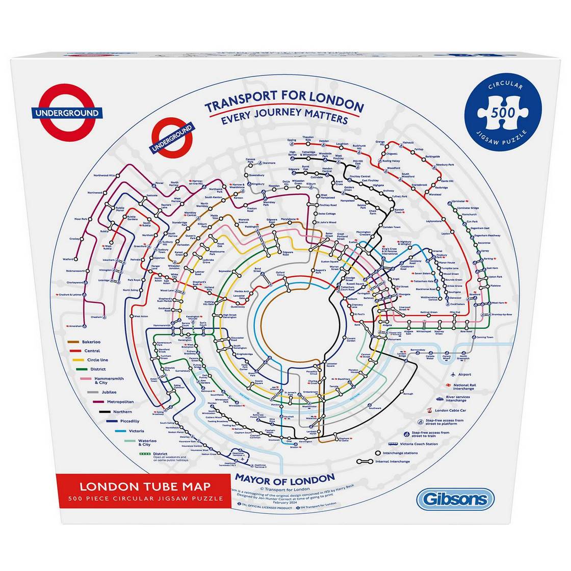 Gibsons - TFL Circular Underground Map - 500 Piece Jigsaw Puzzle