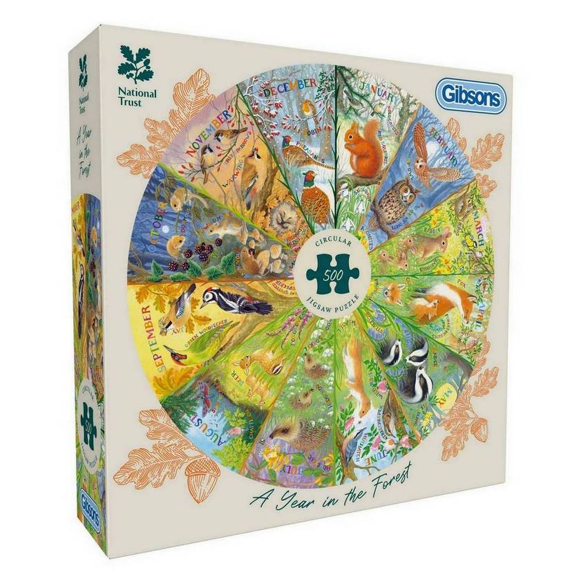 Gibsons - National Trust - A Year in the Forest - 500 Piece Circular Jigsaw Puzzle