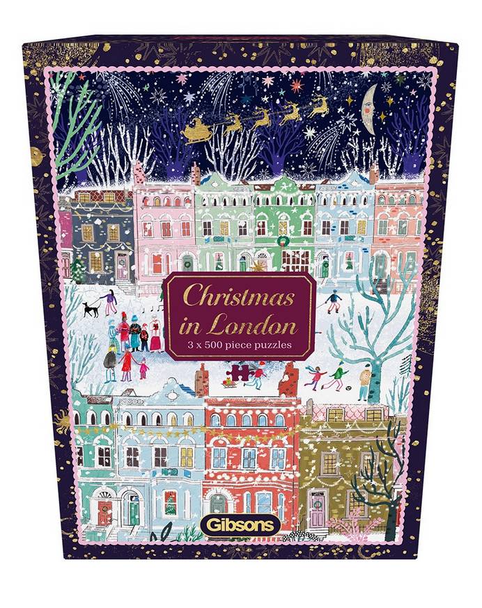 Gibsons - Christmas in London - 3 x 500 Piece Jigsaw Puzzle