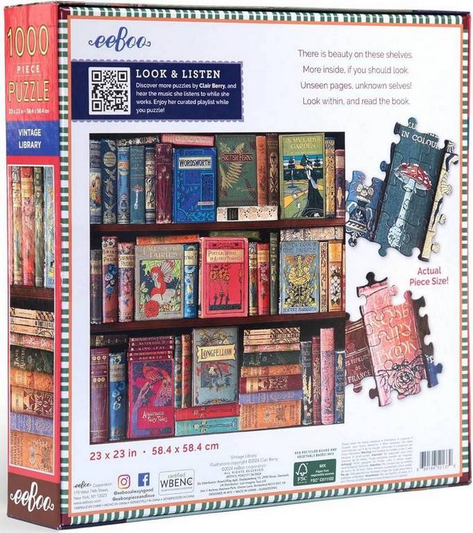 Eeboo - Vintage Library - 1000 Piece Jigsaw Puzzle