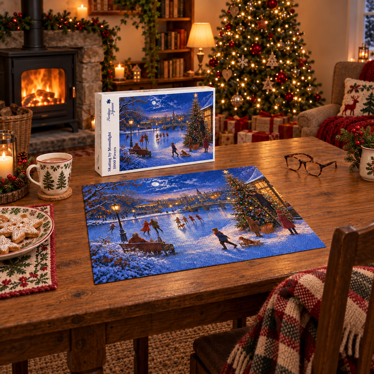 Heritage Jigsaws - Skating by Moonlight - 1000 Piece Jigsaw Puzzle