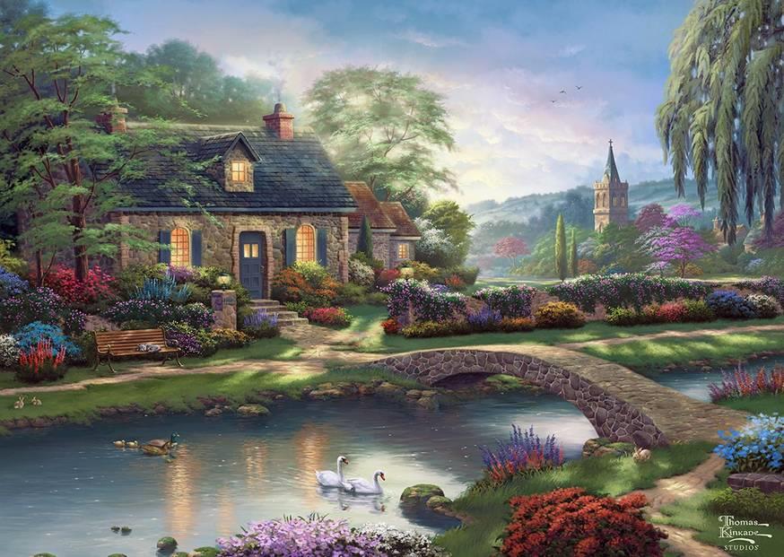 Gibsons - Thomas Kinkade - Stoney Creek Cottage - 1000 Piece Jigsaw Puzzle