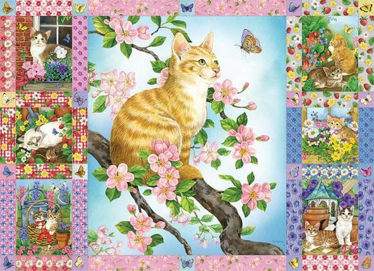 Cobble Hill - Blossom & Kittens Quilt Cat - 1000 Piece Jigsaw Puzzle
