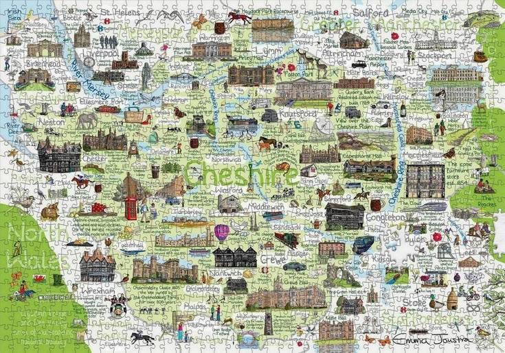 Emma Joustra - Cheshire Map - 1000 Piece Jigsaw Puzzle