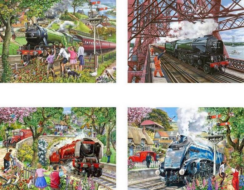 House of Puzzles - Steaming Along - 4 x 500 Piece Jigsaw Puzzle