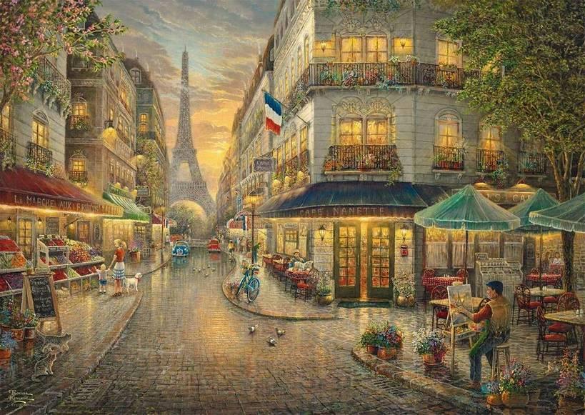 Schmidt - Thomas Kinkade - Paris Cafe - 1000 Piece Wooden Jigsaw Puzzle