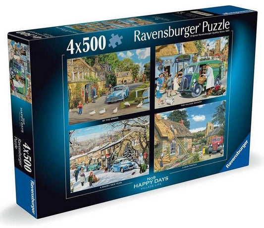 Ravensburger - Happy Days No 9  Village Life - 4 x 500 Piece Jigsaw Puzzle
