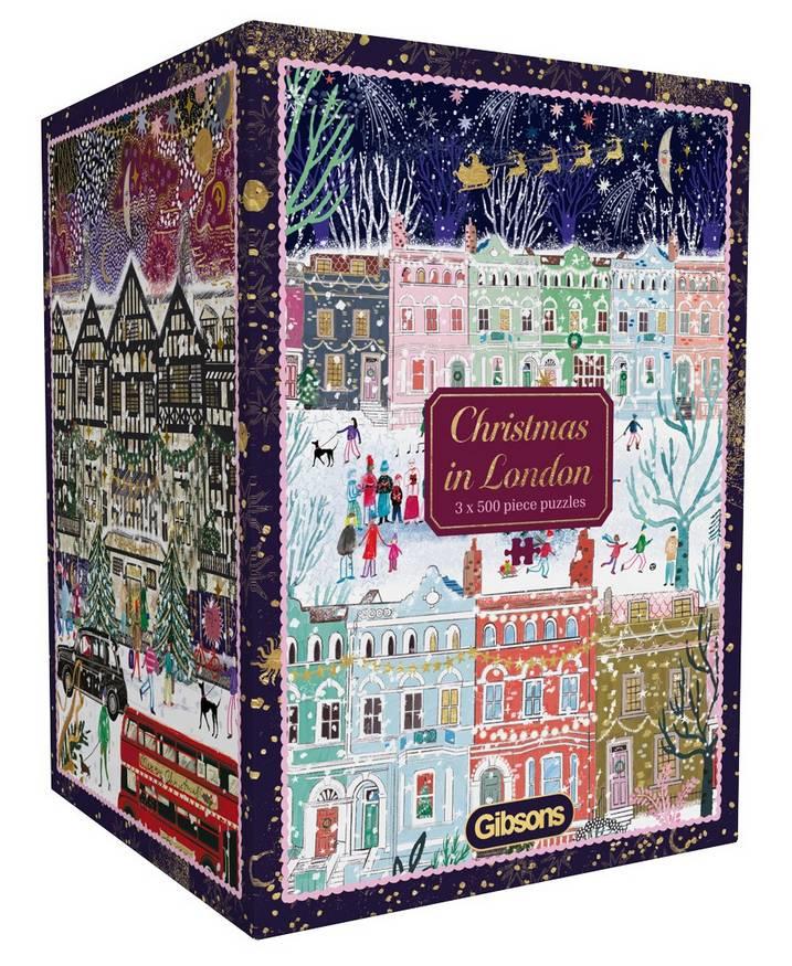 Gibsons - Christmas in London - 3 x 500 Piece Jigsaw Puzzle