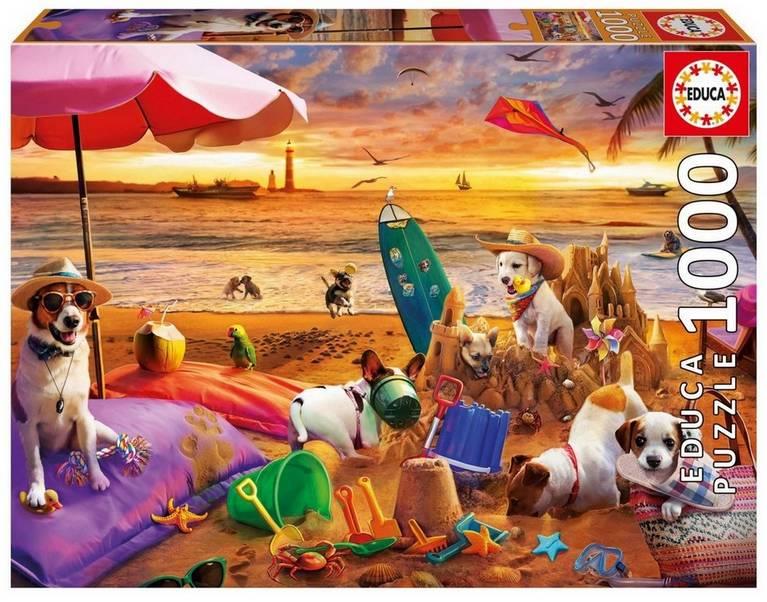 Educa - Dogs Playing On The Beach - 1000 Piece Jigsaw Puzzle