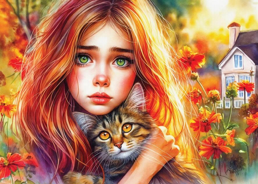 Delfy - Silent Feline Comfort - 1000 Piece Jigsaw Puzzle