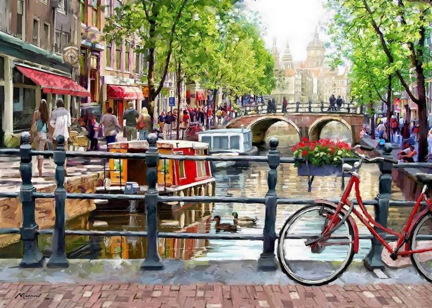 House of Puzzles - Spring in Amsterdam - 1000 Piece Jigsaw Puzzle
