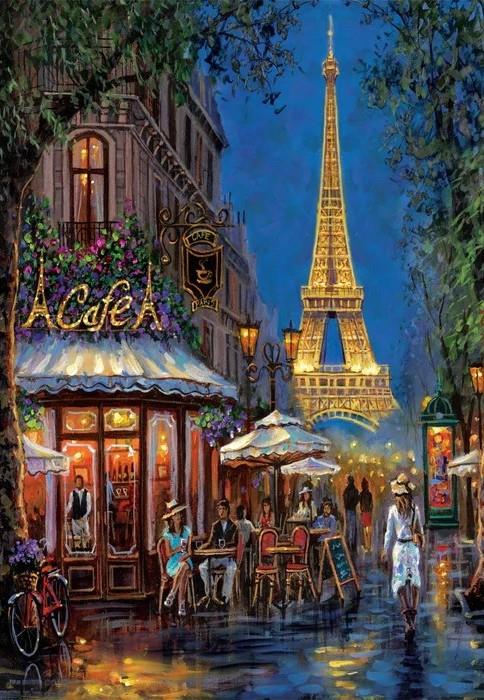 Clementoni - Night At The Eiffel Cafe - 500 Piece Jigsaw Puzzle