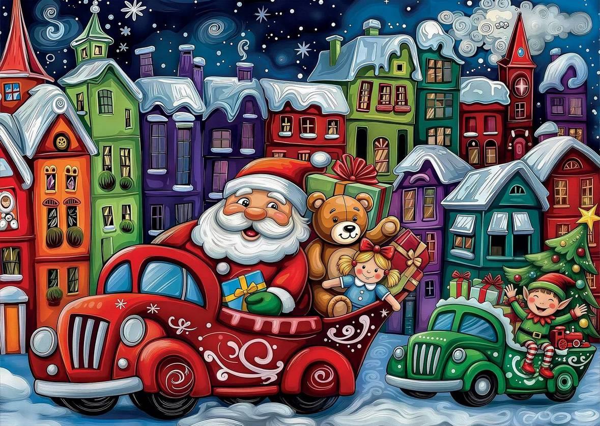 Delfy - Santas Holiday Drive - 1000 Piece Jigsaw Puzzle