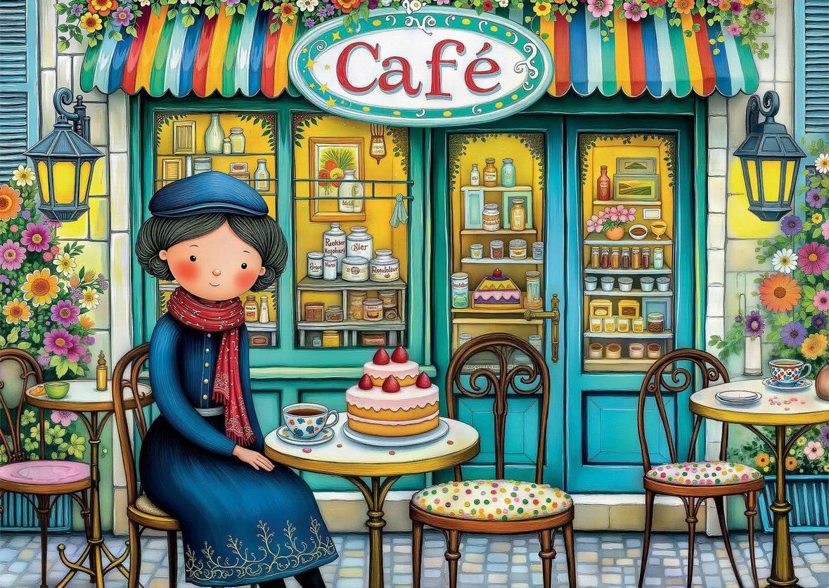Delfy - Small Paris Café - 1000 Piece Jigsaw Puzzle