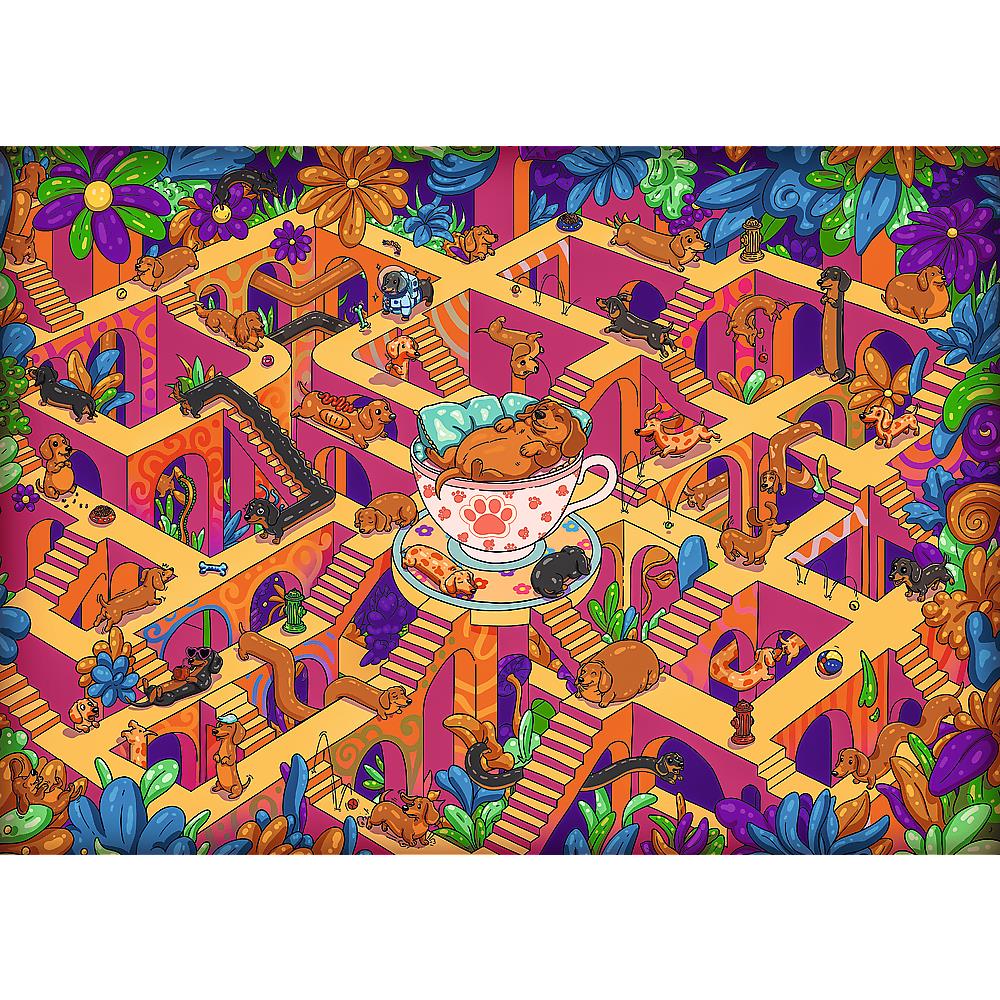 Trefl - The Impossible Maze - Happy Dachshunds - 500 Piece Jigsaw Puzzle