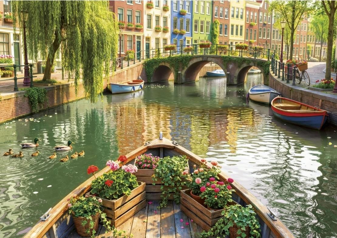 Educa - Amsterdam Boat Ride - 1000 Piece Jigsaw Puzzle