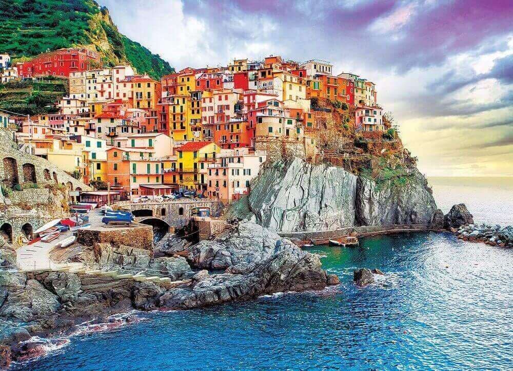 Italy Coast 1000 Piece Puzzle - Cinque Terre Evening Scene, Family Puzzle For Adults & Kids
