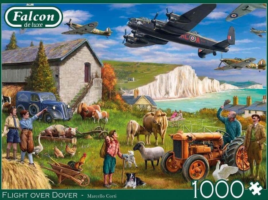 Falcon de Luxe - Flight Over Dover - 1000 Piece Jigsaw Puzzle