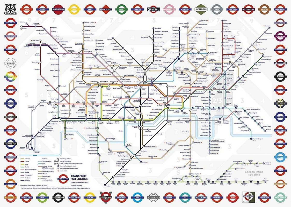 Gibsons - TFL London Underground Map - 1000 Piece Jigsaw Puzzle