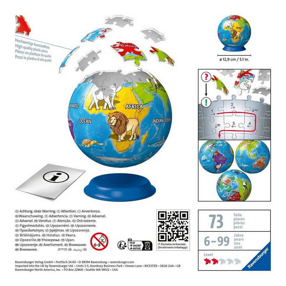Ravensburger - Childrens Globe - 72 Piece 3D Jigsaw Puzzle