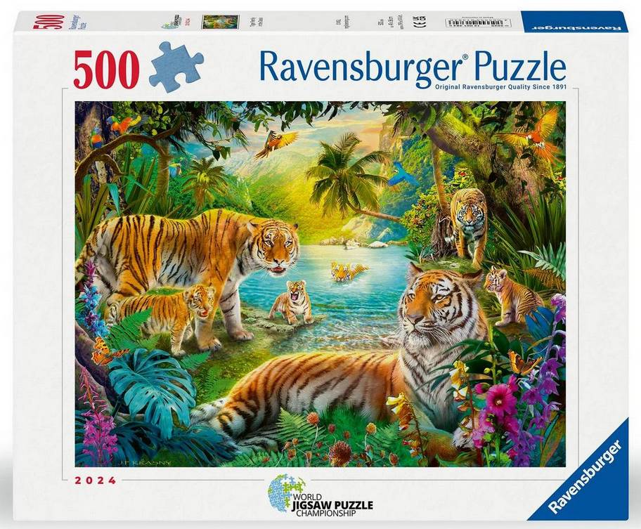 Ravensburger - Tiger family in Oasis - 500 Piece Jigsaw Puzzle