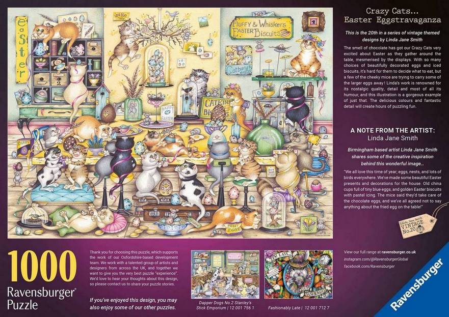 Ravensburger - Crazy Cats - Easter Eggstravaganza - 1000 Piece Jigsaw Puzzle
