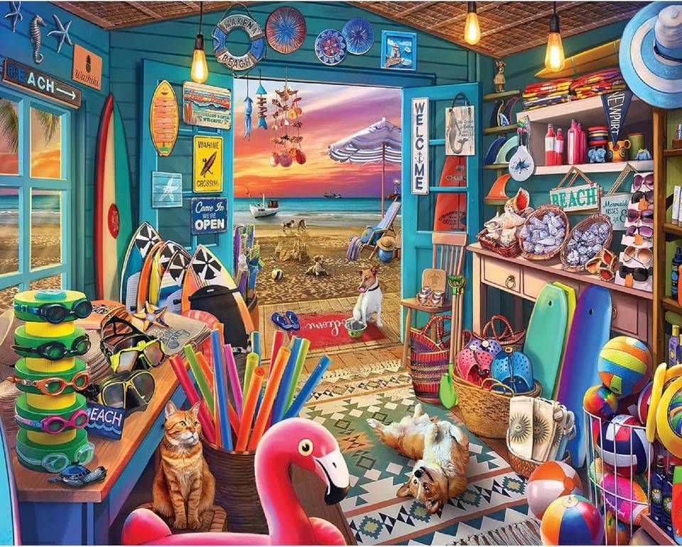 White Mountain - Beach Hut Store - 1000 Piece Jigsaw Puzzle