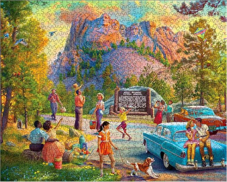 White Mountain - Family Road Trip Mount Rushmore - 1000 Piece Jigsaw Puzzle