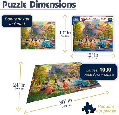 White Mountain - Family Road Trip Mount Rushmore - 1000 Piece Jigsaw Puzzle