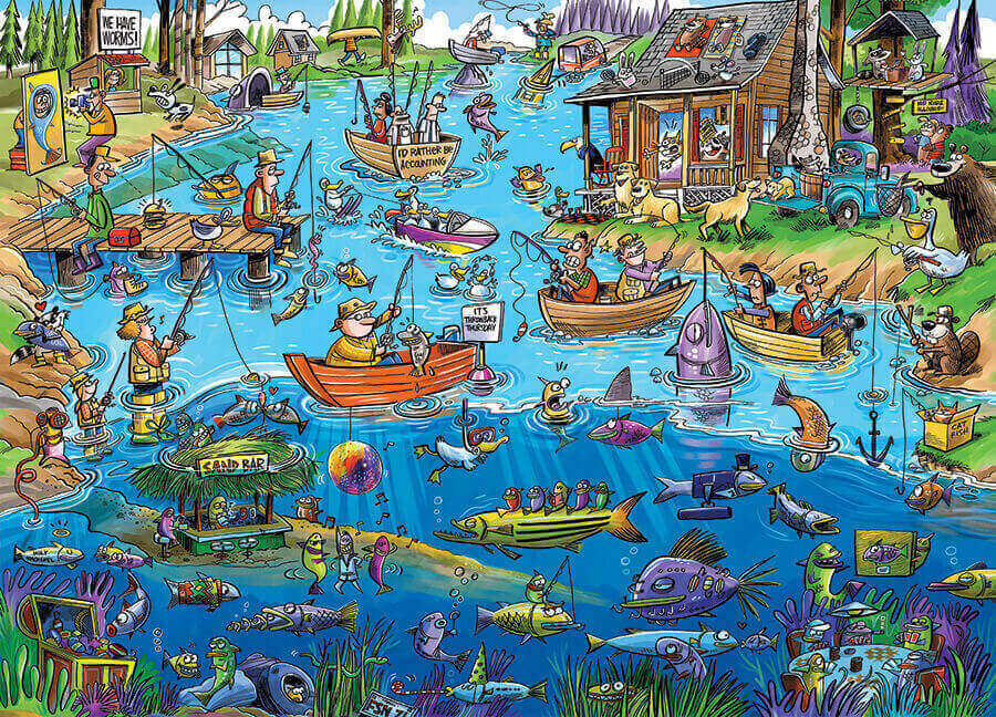 Cobble Hill - Doodletown - Gone Fishing  - 1000 Piece Jigsaw Puzzle