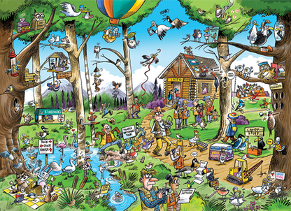 Cobble Hill - Doodletown - Birdwatcher's Paradise  - 1000 Piece Jigsaw Puzzle