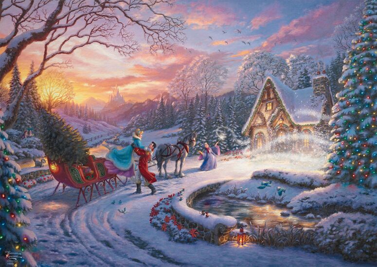 Schmidt - Thomas Kinkade - Disney Cinderella Brining Home the Tree - 1000 Piece Jigsaw Puzzle