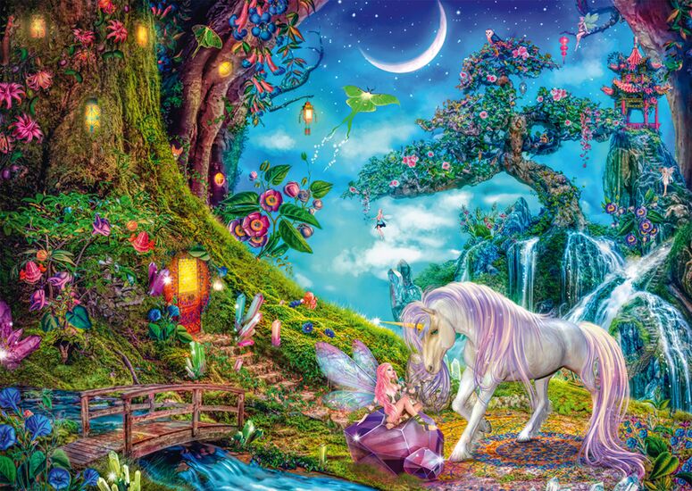 Schmidt - Unicorn and Elf Among the Trees - 1000 Piece Jigsaw Puzzle