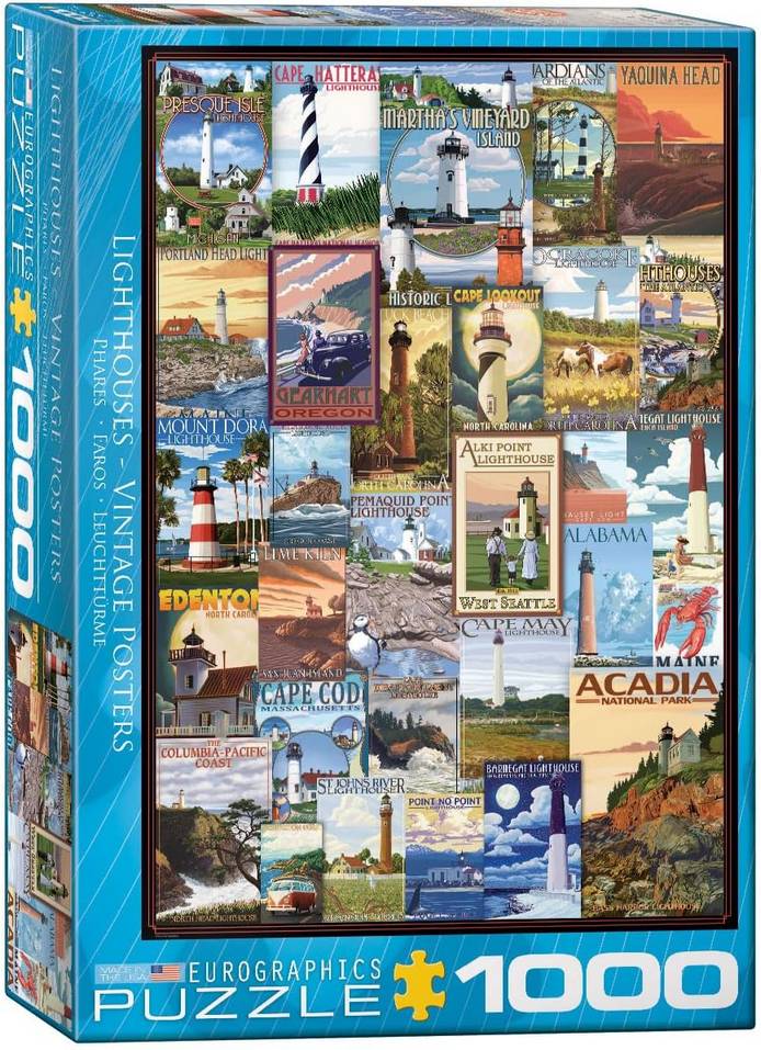 Eurographics - Lighthouses Vintage Posters - 1000 Piece Jigsaw Puzzle