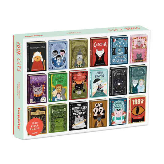 Happily Puzzles - Book Cats - 1000 Piece Jigsaw Puzzle