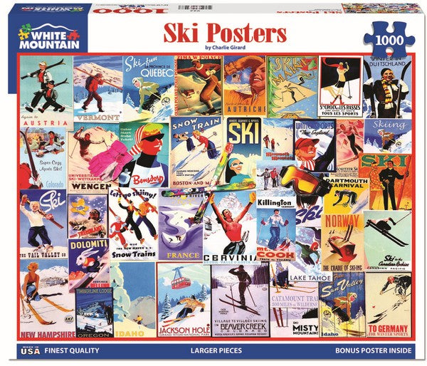 White Mountain - Ski Posters - 1000 Piece Jigsaw Puzzle