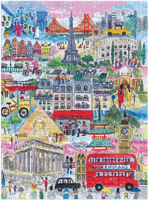 Galison - Michael Storrings - Cities Around the World - 1000 Piece Jigsaw Puzzle