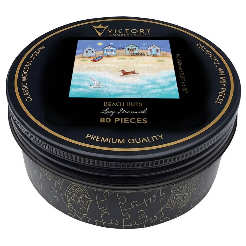 Victory Puzzles - Beach Huts - 80 Piece Wooden Jigsaw Puzzle