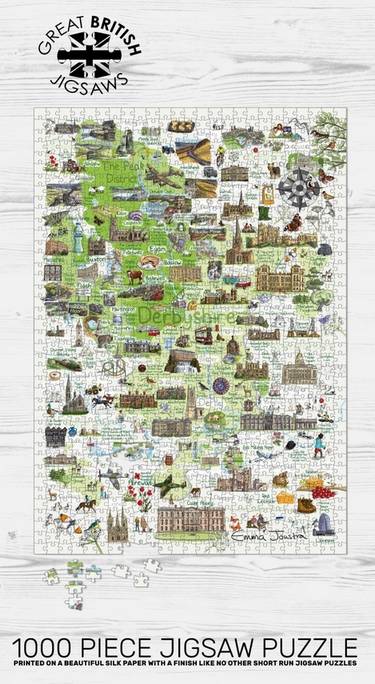Emma Joustra - Derbyshire Map - 1000 Piece Jigsaw Puzzle