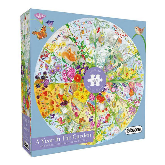 Gibsons - A Year in the Garden  - 500 Piece Circular Jigsaw Puzzle