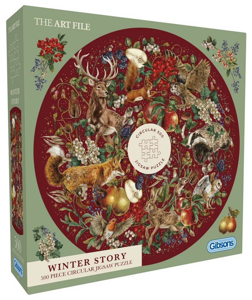 Gibsons - The Art File Winter Story - 500 Piece Circular Jigsaw Puzzle