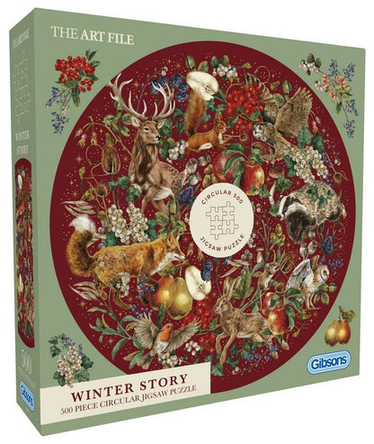 Gibsons - The Art File Winter Story - 500 Piece Circular Jigsaw Puzzle