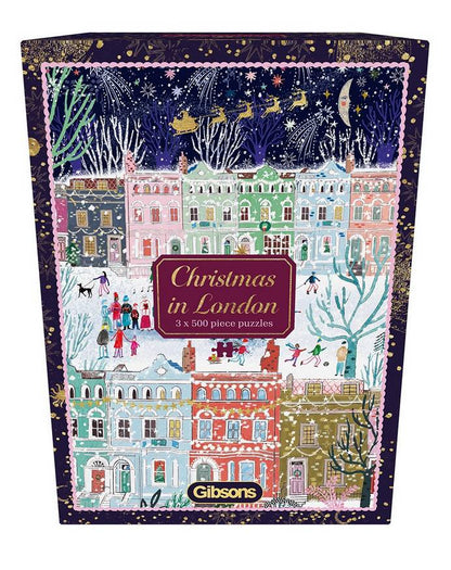 Gibsons - Christmas in London - 3 x 500 Piece Jigsaw Puzzle